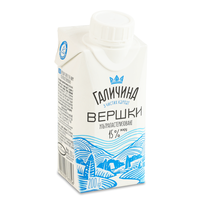 Вершки 15% ТРА 200г /Галичина/ - фото